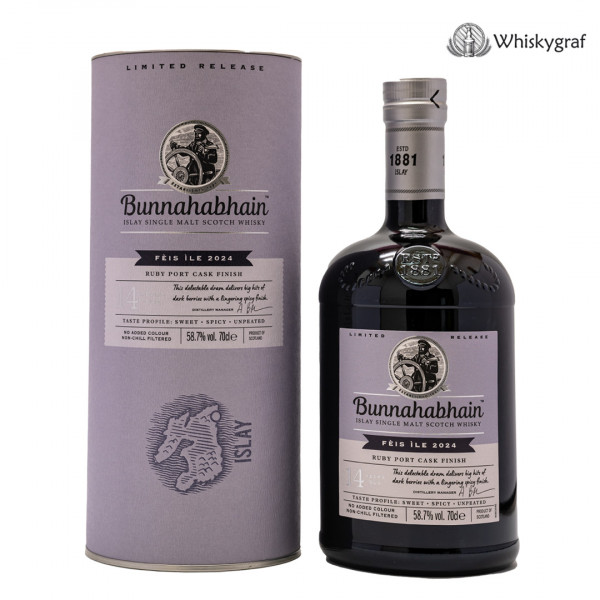 Bunnahabhain 14 Jahre Ruby Port Cask Feis Ile 2024 Single Malt Scotch Whisky 58,7%